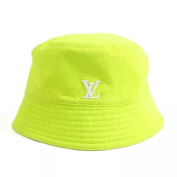 Auth LOUIS VUITTON Reversible Bucket Hat Yellow/White Cotton/Polyester - Picture 1 of 16